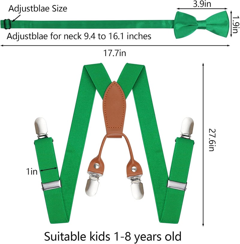 Topbuti Kids Boys Suspenders Bowtie Sets Adjustable Suspenders and Pre-tied Bow Tie with 4 Strong Metal Clips for Boys Girls - Image 2